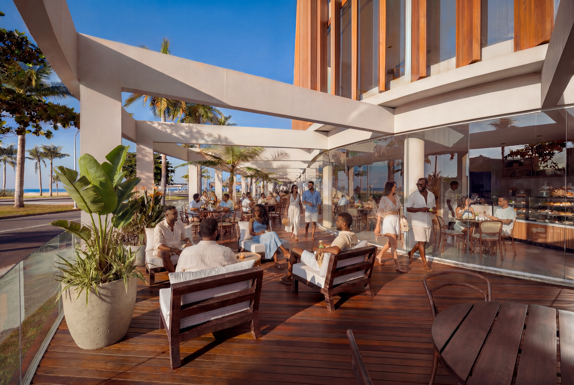 Café & deck frente mar