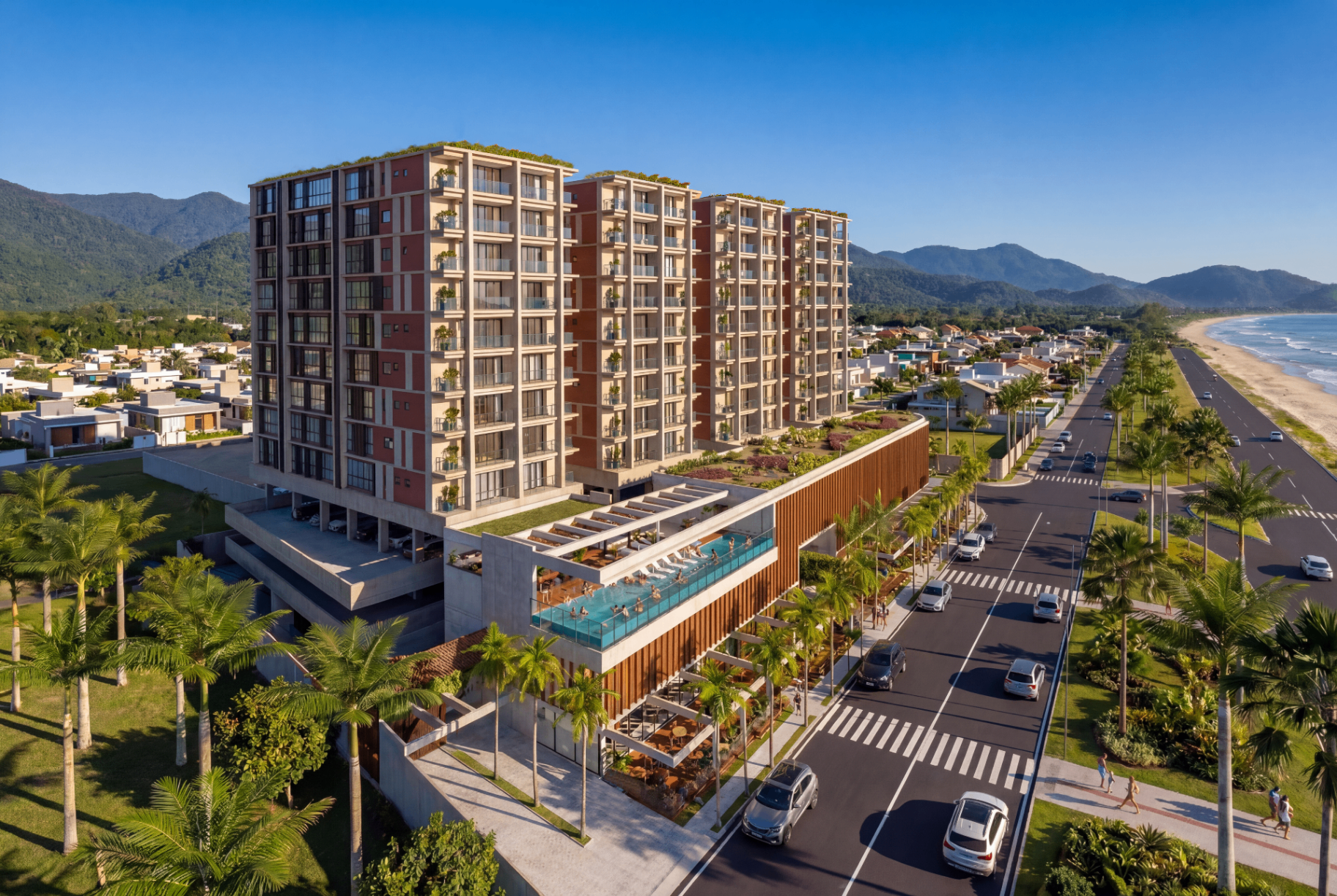 Perspectiva ilustrada do Marbello Residence & Open Mall